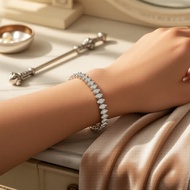 Exquisite 925 Silver-Plated Bracelet with Marquise-Cut Cubic Zirconia