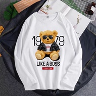 LIKE A BOSS BEAR XS-3XL T SHIRT LENGAN PANJANG PEREMPUAN BAJU LENGAN PANJANG LELAKI TSHIRT WOMAN T SHIRT MEN PLUS SIZE