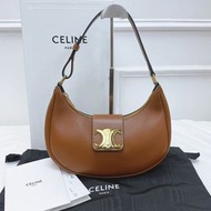 CELINE賽琳 TriompheAVA Ava 凱旋門標誌可調節肩帶 光滑小牛皮 手提單肩包 女款 棕色