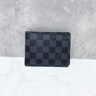 LV路易威登MULTIPLE灰黑棋盤格男款對折錢夾零錢包