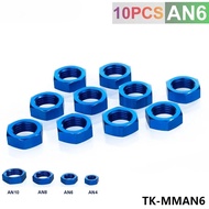 6AN AN6 AN-6 9/16"-18 BULKHEAD BLUE ALUMINUM FINISH NUT SEAL LOCKING FITTING
