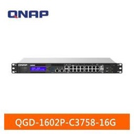 QNAP QGD - 1602P - C3758 - 16G 16埠Guardian L2網管型 PoE 10 / 2 . 5GbE交換器
