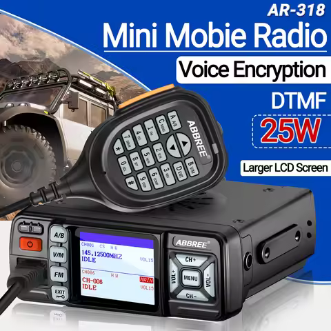 ABBREE Mini Mobile Radio 25W Dual Band DTMF VHF UHF Long Range Transceiver 13.8V DC LCD Display AR-3
