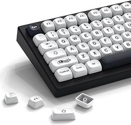 XVX Black and White Japanese Keycaps 145 Keys, Minimalist Style Dye-Sublimation PBT Keycap, XVX-Box Profile Custom Keycaps Set for 61/64/68/84/87/100/104/108 Cherry MX Mechanical Keyboard