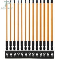 【Life and Movement】Security Tamper Proof 1/4" Hex Shank Star Bits 13-Piece Long Torx Bit Set 6" T6-T