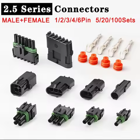5/20/100Sets Delphi 2.5 Series 1/2/3/4/6Pin AMP Waterproof Auto Connector DJ3042Y GM Automobile Plug
