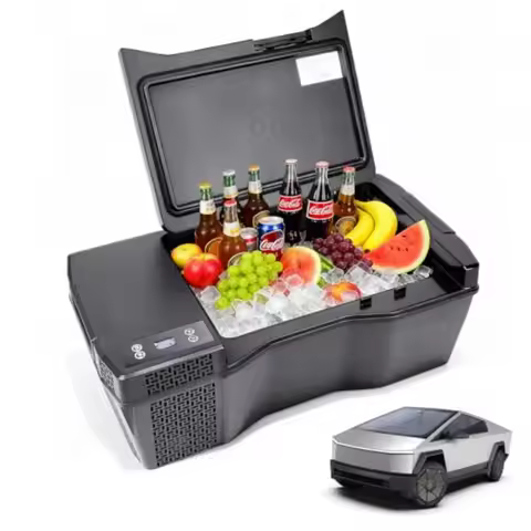 Built-in Car Refrigerator for Tesla Cybertruck Trunk, 26.4Qt/25L Custom-fit Compressor Cooler, Black