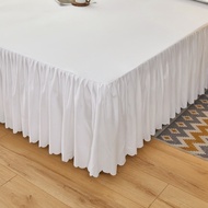 White Bed Skirt Solid Color Brushed Bed Sheet with Lace Skirting Bedspread Wedding Bridal Bedsheet C