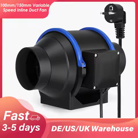 Variable Speed Inline Duct Fan Pipe Exhaust Fan 100/150 mm Low Noise Air Ventilator Extractor Bathro