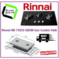 RINNAI RB-7303S-GBSM 3 Burner Built-In Hob Black Tempered Glass