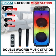 Xenon Dual 10 Inch Portable Speaker Bluetooth Speaker Music Station with Microphone Bluetooth and Re