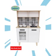 H109cm IKea Full Set Wooden Kitchen Playset Kids Pretend Play Set Cooking Toy (SOUNDS + LIGHT) Maina