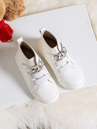 女孩新款韓語風格白色短靴,高幫戶外休閒百搭學生鞋帶,平底運動鞋,秋天冬天