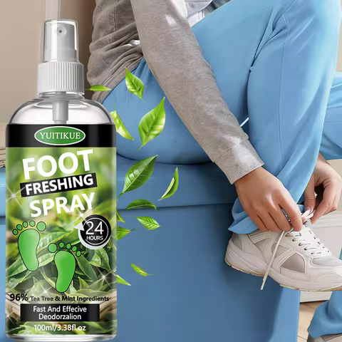 Yuitikue Foot Freshing Spray, 100ml 24H Foot Deodorant Spray with 96% Tea Tree & Mint for Fast Effec