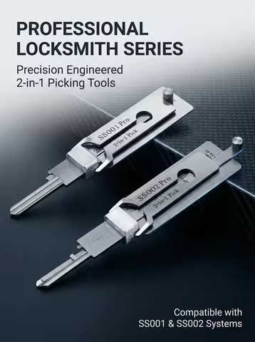 Lishi Yale 2-in-1 Locksmith Picks Master Key Decoder with Micha Hooks Topolines for SS001 SS002 - Lo