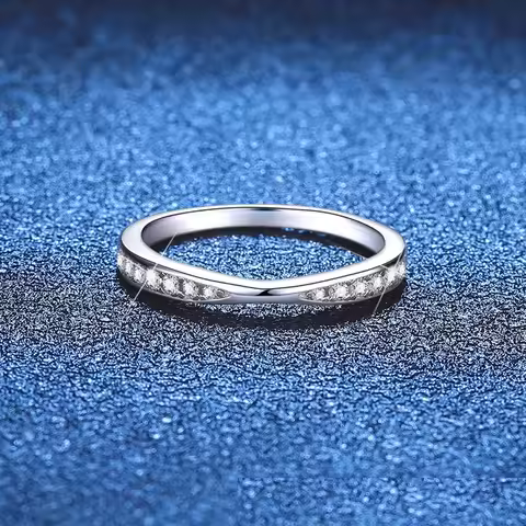 Solid White Gold 14K/18K Ring for Women Au585 Au750 Moissanite Eternity Band for Engagement Ring Bea