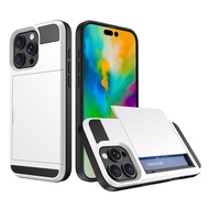 Suitable for Apple 16Promax Slide Card iPhone15Pro Phone Case iPhone14plus Wallet 13 Card Case 12 Ca