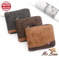 New Design Men Wallet Zipper Bifold Leather Dompet Lelaki Fashion Casual Card Wallet ID Window Case Short Wallet