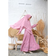 Azkia muslim Dress in pastel salmon color, busui friendly by amnion hijab