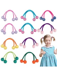 10入組小塑料球髮圈，心形星形圓形馬尾控制器，適用於幼兒女孩女性彈性橡膠帶泡泡髮圈珠子髮飾