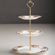 European Snack Plate Three-Layer Creative Bone China Snack Stand Afternoon Tea Set Dried Fruit Plate