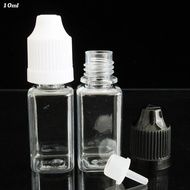 【High-quality】 10pcs 10ml Square Dropper Bottle Essential Bottle Pet Liquid Eye Drops Bottle With Crc Cap Plastic Pet Square Bottle