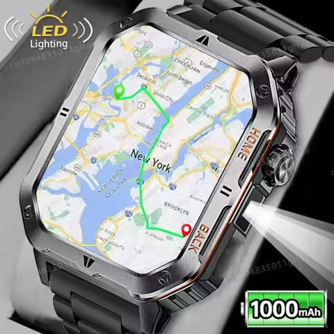 2026 New Military-grade Smart Watch Men GPS Flashlight 3ATM Waterproof Watch Bluetooth Call 100+Spor