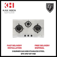 EF EFH 3767 WT VSB 3 BURNER STAINLESS STEEL GAS HOB - 2 YEARS MANUFACTURER WARRANTY + FREE DELIVERY