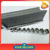 10PCS 1/2" DRIVE BOX SOCKET SET 8MM - 21MM (MLG-1810) SET SPANAR BOX SPANAR BOX SET TOOL BOX SPANAR 