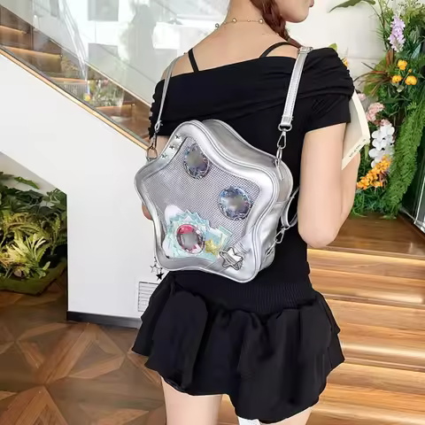 New Niche Design Girl Cute Kawaii Pain Bag Fashionable Star Shaped Ulzzang Backpack Large Capacity F