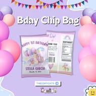 CUSTOMIZED BIRTHDAY CHIP BAGS CUTE DESIGNS AVAILABLE SIZE 4X5.5INCHES (A5) 5.5X8 PARTY NEEDS
