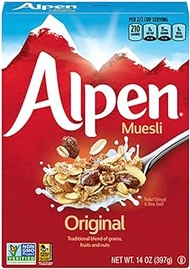 Alpen Original Muesli, Swiss Style Muesli Cereal, Whole Grain, Non-GMO Project Verified, Heart Healthy, Kosher, Vegan, 14 Oz Box (Pack of 6)