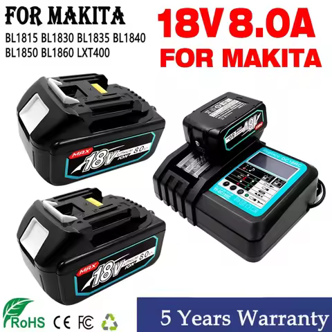 2025 Replacement Makita 18V 6.0 8.0Ah Rechargeable Battery for Makita Power Tools with LED Li-ion LX