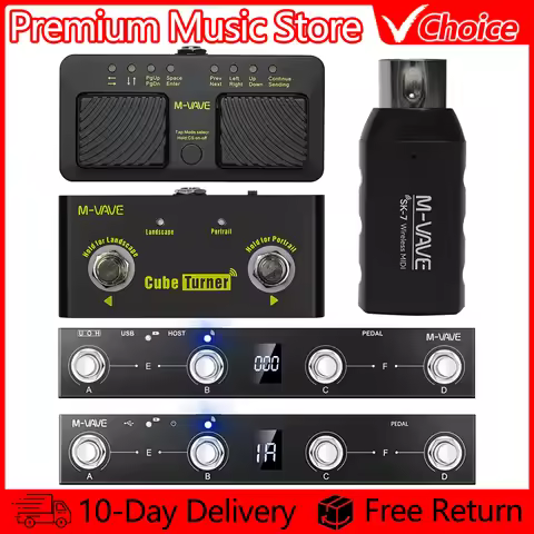 M-VAVE Wireless Midi Controller Keyboard/Cube Turner Wireless Page Turner/SK7 MIDI Adapte/Chocolate 