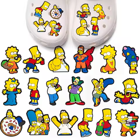 1-18pcs MINISO Simpson Series Cartoon Shoe Charms Accessories for Classic Clog Sandal Garden Shoe De