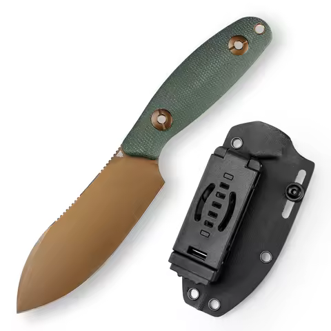 TRIVISA Straight Knife Aubergine Sandvik 14C28N Steel Blade Micarta Handle Camping Hunting Cutting m