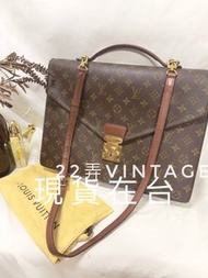 22弄 Louis Vuitton LV vintage 古董 海盜蒙梭  Monceau 公事包 兩用 手提包 郵差包