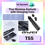 Awei T55 Waterproof Earbuds Stereo Earphones True Wireless Bluetooth Earbud Sports Built-in Mic