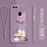 Cat casing for oppo f1s f11 f11 pro f9 f9 pro f7 f5 new electroplating straight edge non-slip stain-resistant with lanyard
