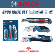 BOSCH 3pcs Knife Set Retractable Carpet Knife Utility Knife With Blade Storage Spare Blade Cutter Fo