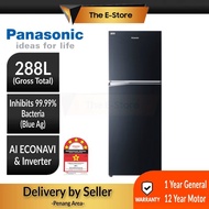 (Delivery for Penang ONLY) Panasonic 288L 2-door Top Freezer Refrigerator Inverter Econavi Energy Saving | NR-TV301BPKM (Fridge Peti Sejuk Peti Ais 电冰箱 NR-TV301)