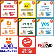 (SEMUA JENIS)TOPUP RELOAD/PIN MAXIS DIGI CELCOM UMOBILE RM5 RM10 RM30 PREPAID