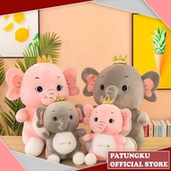 ️PatungKu ️ Crown Elephant Doll Stuffed Toys Patung Cute Sitting Elephant Pillow Doll Plushie Borong