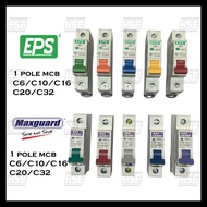 EPS/MAXGUARD1 POLE MCB 6A/10A/16A/20A/32A/40A/63A MCB