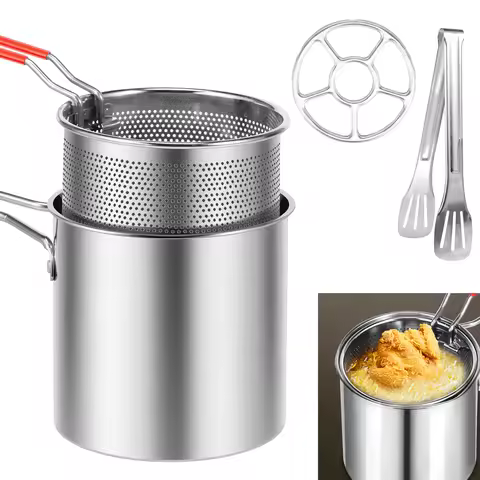 Deep Fryer Pot Stainless Steel Deep Fryer Mini Deep Oil Fryer Multifunctional Outdoor Cooking Fryer 