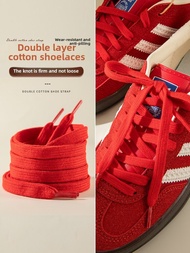 Red Double Layer Cotton Shoelaces for Adidas Canvas Shoes De Xin Flat Shoestrings Suitable for Samba