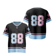 GR APPAREL - Unisex Retro Sporty Oversized Sports Jersey 88 Star Black Pink Full Printbiru