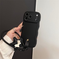 Sang Trọng 3D Sóng Ốp Silicone có dây đeo Trường Hợp Đối Với iPhone 17 Pro 17 11 12 13 14 15 16 Pro 