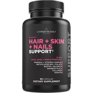Livingood Daily Hair, Skin & Nails Supplement, 14-in-1 Formula with Biotin, Collagen, Keratin, Bambo