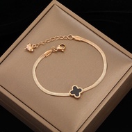 [LAVANDE] Exquisite Clover Bracelet 187K Gold Bracelet Light Luxury High-End Non-Fade Bracelet A1Q8